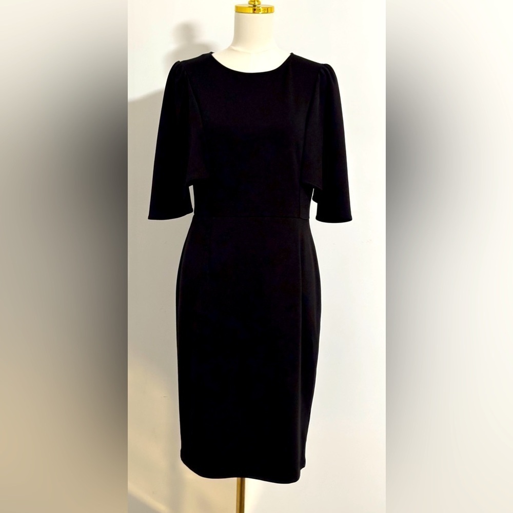 Grace Karin Black 3/4 Ruffle Cape Sleeve Pencil Dress Size Large  SKU 23 - Picture 2 of 10